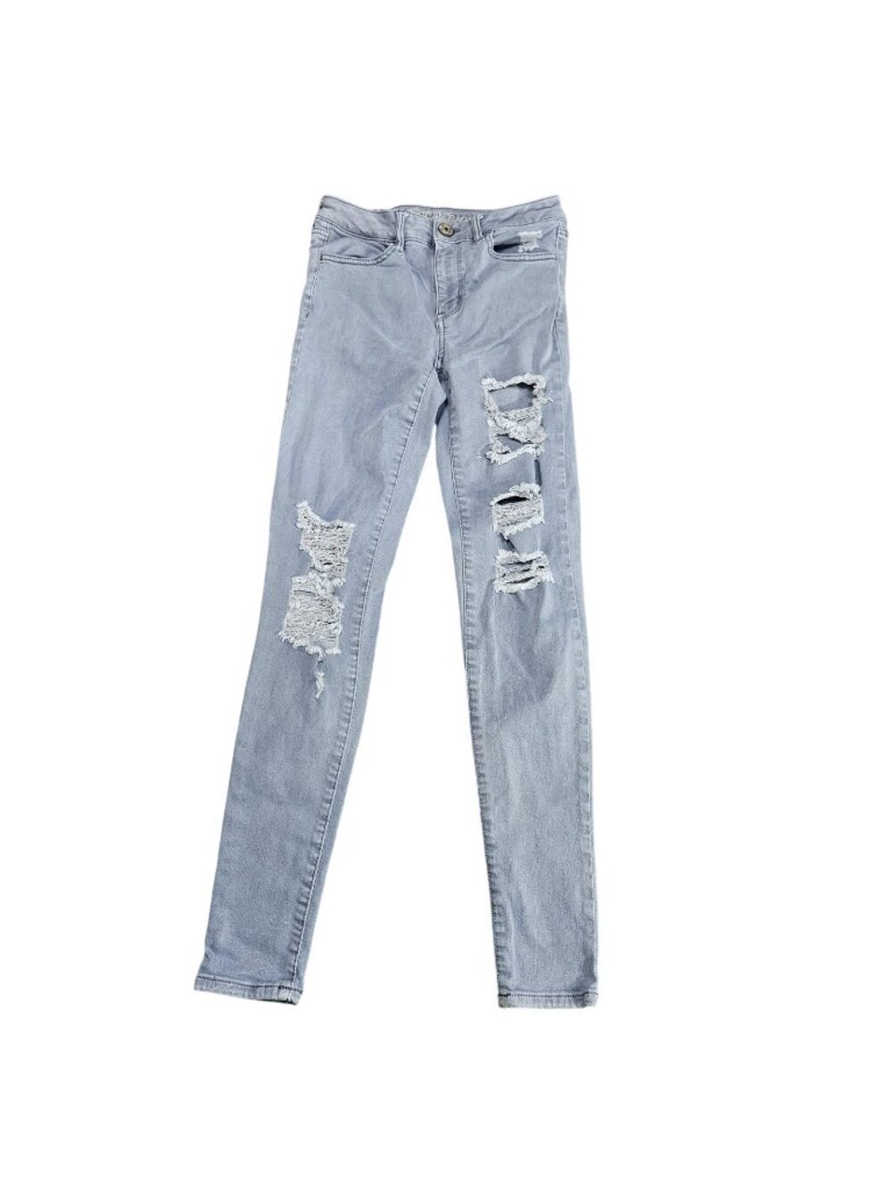 American Eagle Hi-Rise Jegging Jeans Womens 0 Gray Light Wash Distressed Stretch